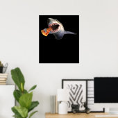 Shark Eating Pizza | Hai Liebhaber Funny Kids Gift Poster (Heimbüro)