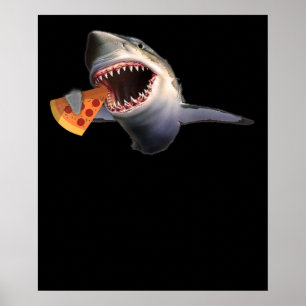 Shark Eating Pizza Hai Liebhaber Funny Kids Gift Poster