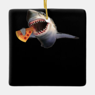 Shark Eating Pizza Shark Lovers Funny Gifts Keramikornament