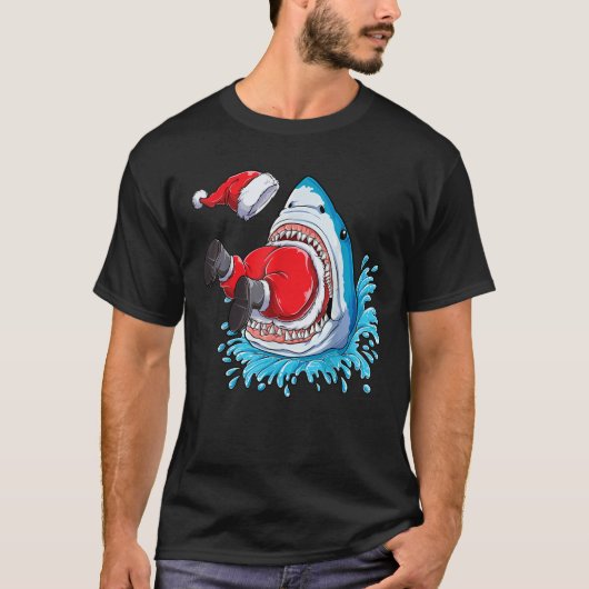 Shark Eating Santa Claus Weihnachtsjungen Merry Sh T-Shirt (Vorderseite)
