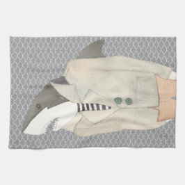 Shark Fashion Anzug Aquarellfarbe Abbildung K Geschirrtuch