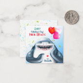 Shark Fintastic Kids Classroom Valentines Card Mitteilungskarte (Vorderseite/Rückseite Beispiel)
