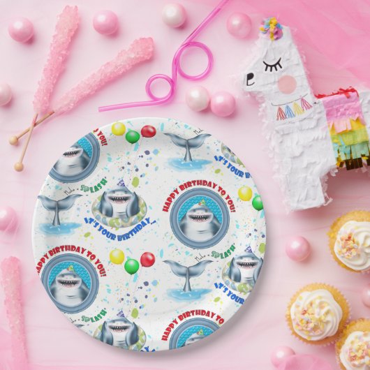 Shark Fintastic Pool Party Kindergeburtstag Pappteller (Party)