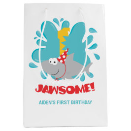 Shark First Birthday Geschenktasche Mittlere Geschenktüte