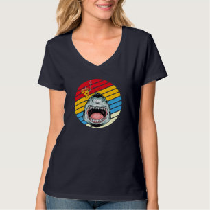 Shark Fish Pizza Retro Vintag Pizzeria Pizza Koch T-Shirt