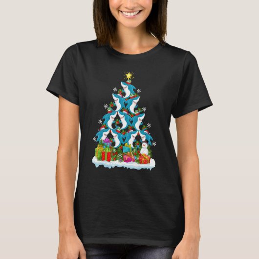 Shark Fish Xmas Holiday Shark Christmas Tree T-Shirt (Vorderseite)