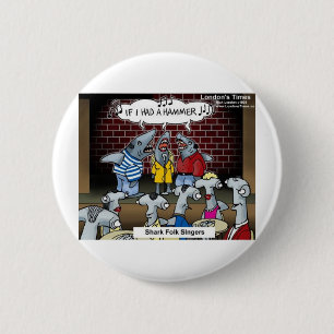 Shark Folk Singers Funny Gifts T-Shirts & Cards Button