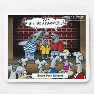 Shark Folk Singers Funny Gifts T-Shirts & Cards Mousepad