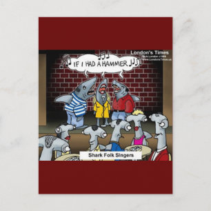 Shark Folk Singers Funny Gifts T-Shirts & Cards Postkarte