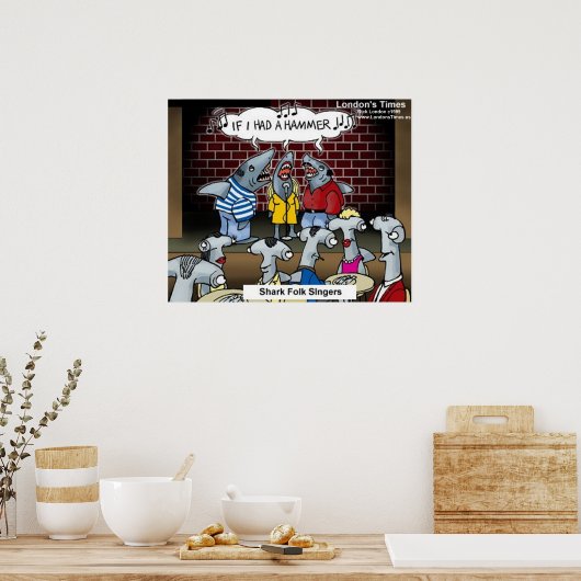 Shark Folk Singers Funny Posters Poster (Küche)