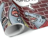 Shark Folk Singers Funny Rick London Geschenkpapier (Rolleneckpunkt)