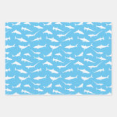 Shark Frenzy Blue White Geschenkpapier Set (Vorderseite 2)