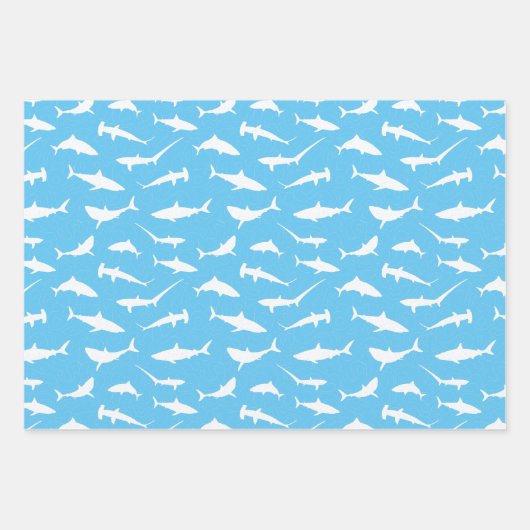 Shark Frenzy Blue White Geschenkpapier Set (Vorderseite 2)