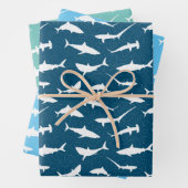 Shark Frenzy Blue White Geschenkpapier Set (Beispiel)