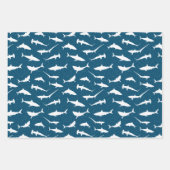 Shark Frenzy Blue White Geschenkpapier Set (Vorderseite)