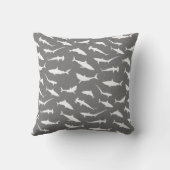 Shark Frenzy Gray White Monogram Kissen (Rückseite)