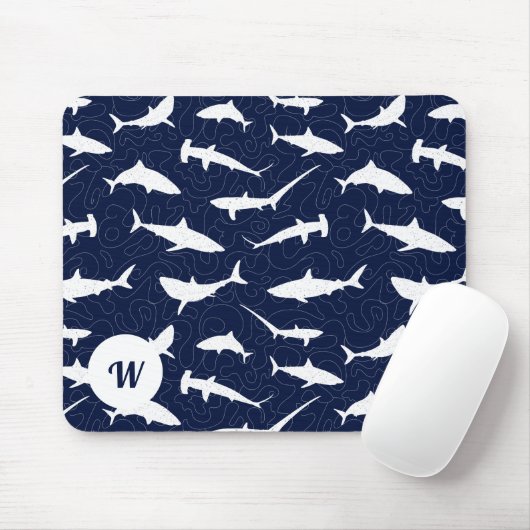 Shark Frenzy Personalisiert Blue und White Mousepad (Mit Mouse)