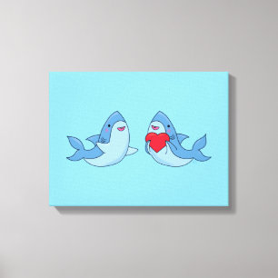 Shark Friends Kawaii Artwork Kids Room Leinwanddruck