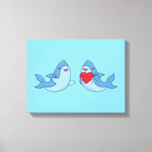 Shark Friends Kawaii Artwork Kids Room Leinwanddruck