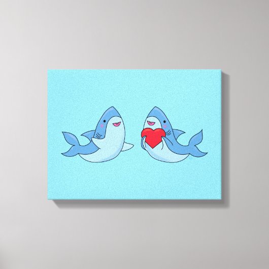 Shark Friends Kawaii Artwork Kids Room Leinwanddruck (Vorderseite)