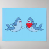 Shark Friends Kawaii Artwork Kids Room Poster (Vorne)