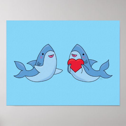 Shark Friends Kawaii Artwork Kids Room Poster (Vorne)