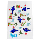 Shark Frohe Weihnachtsgeschenktaschen Mittlere Geschenktüte (Rückseite)