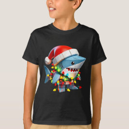 Shark Gebäude Blocks Christmas Lights Shark Lover T-Shirt
