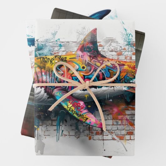 Shark Graffiti Urban Predator Decoupage Geschenkpapier Set (Beispiel)
