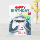 Shark Happy Birthday Card Karte (Gelbe Blume)