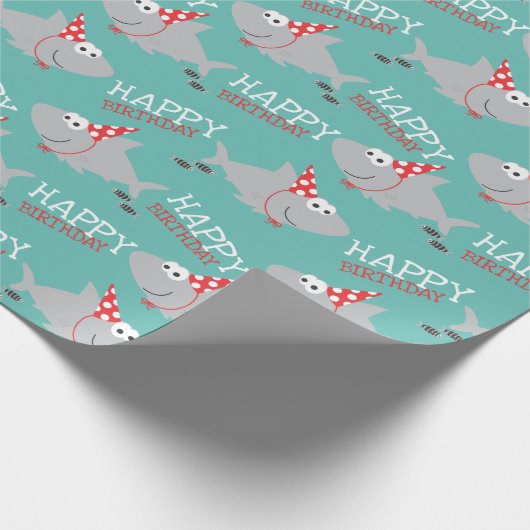 Shark Happy Birthday Geschenkpapier (Ecke)