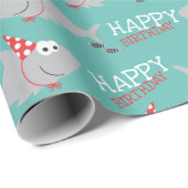Shark Happy Birthday Geschenkpapier (Rolleneckpunkt)