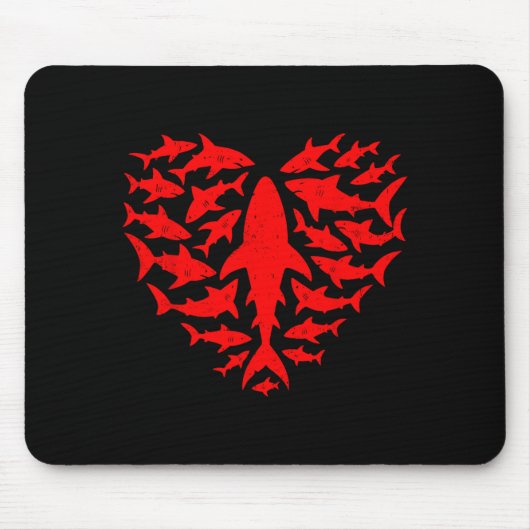 Shark Heart Ocean Funny Valentines Day Men Women K Mousepad (Vorne)
