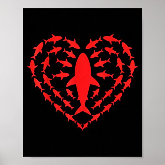 Shark Heart Ocean Funny Valentines Day Men Women K Poster (Vorne)