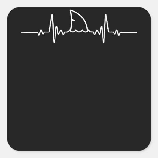 Shark Heartbeat Fin Ocean Animal Quadratischer Aufkleber (Vorderseite)