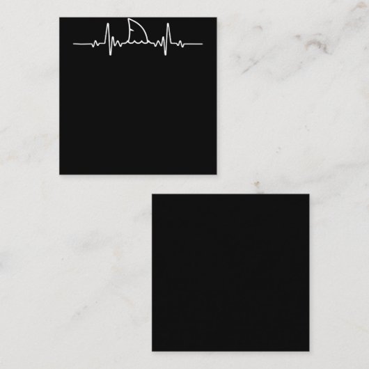 Shark Heartbeat Shark Lovers Fin Ocean Animal Quadratische Visitenkarte (Vorne/Hinten)