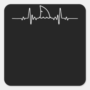 Shark Heartbeat Shark Lovers Fin Ocean Animal Quadratischer Aufkleber