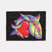 Shark Hugging Valentine Heart Color Critters Rainb Fleecedecke (Vorderseite (Horizontal))