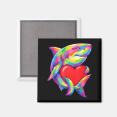 Shark Hugging Valentine Heart Color Critters Rainb Magnet (Vorderseite/Rückseite)