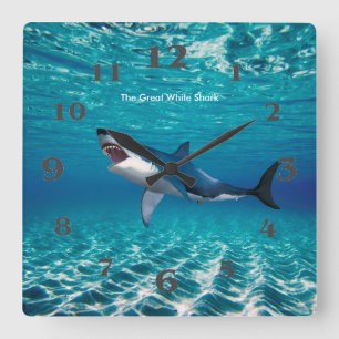 Shark-Image für die Square Wall Clock Quadratische Wanduhr
