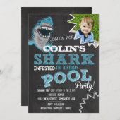 SHARK INFESTGESTELLTE Geburtstagspartei Einladung (Vorne/Hinten)