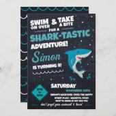 Shark Invitation for Birthday Pool Party Bite Einladung (Vorne/Hinten)