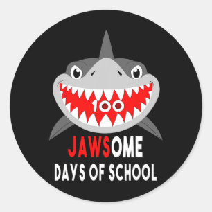 Shark Jawesome 100 Days Schule Niedlich Spaß Gesch Runder Aufkleber