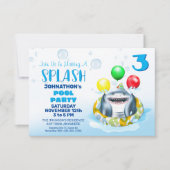 Shark Kids Pool Party Einladung (Vorderseite)