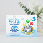 Shark Kids Pool Party Einladung (Stehend Vorderseite)