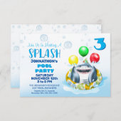 Shark Kids Pool Party Einladung (Vorne/Hinten)