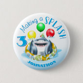 Shark Kindergeburtstag Pool Party Button (Vorderseite)