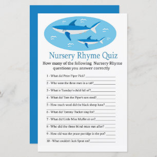 Shark Kinderzimmer Rhyme Quiz Babydusche