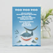 Shark lächelnd Illustration Jungs Thema-Party invi Einladung (Stehend Vorderseite)
