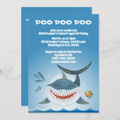 Shark lächelnd Illustration Jungs Thema-Party invi Einladung (Vorne/Hinten)